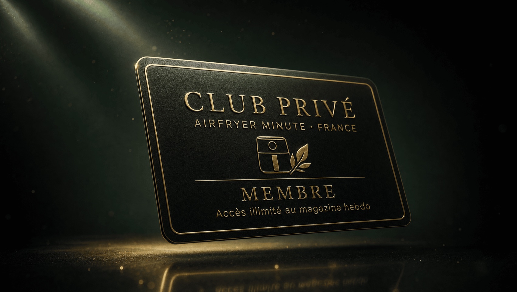 Tarjeta de miembro Club Privé Airfryer Minute, negra y dorada
