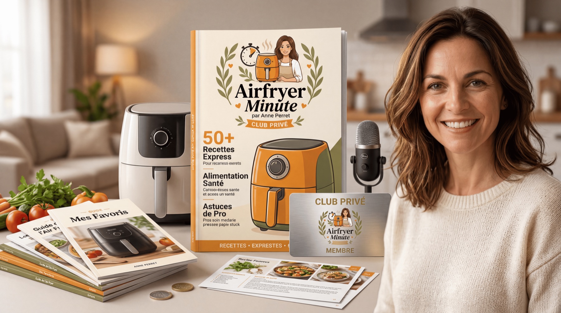 Club Privé Airfryer Minute — Anne Perret, revista y tarjeta de miembro